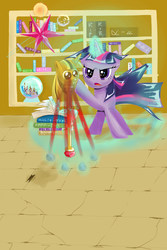 Size: 2000x3000 | Tagged: dead source, safe, artist:joycall6, twilight sparkle, g4, book, element of magic, female, magic, solo, twilight scepter