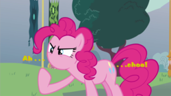 Size: 640x360 | Tagged: safe, screencap, pinkie pie, g4, magic duel, my little pony: friendship is magic, female, no mouth, sneezing, solo