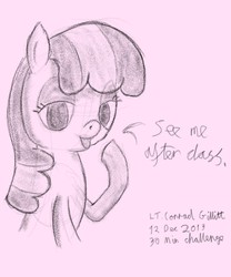 Size: 640x768 | Tagged: safe, artist:lt. conrad gillitt, cheerilee, g4, 30 minute art challenge, bedroom eyes, female, monochrome, solo