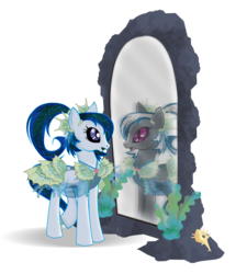 Size: 2038x2268 | Tagged: safe, artist:zahpkiel, oc, oc only, oc:mercury rain, kelpie, merpony, mirror