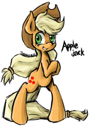 Size: 348x491 | Tagged: safe, artist:tarian, applejack, earth pony, pony, g4, bipedal, female, simple background, solo