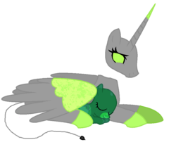 Size: 877x708 | Tagged: safe, artist:the_burnt_scientist, oc, oc only, alicorn, pony, alicorn oc, headless, modular, sleeping