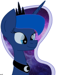 Size: 552x732 | Tagged: safe, artist:iies, princess luna, g4, bust, female, simple background, smiling, solo