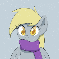 Size: 500x500 | Tagged: dead source, safe, artist:grissaecrim, derpy hooves, pegasus, pony, g4, animated, clothes, female, mare, scarf, snow, snowfall, solo