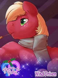 Size: 600x800 | Tagged: safe, artist:ajin, big macintosh, earth pony, anthro, hooves & holly, g4, clothes, hay stalk, male, scarf, solo, straw in mouth