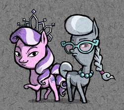 Size: 800x708 | Tagged: safe, artist:dalapony, diamond tiara, silver spoon, earth pony, pony, g4, duo, duo female, female, filly, foal, glasses, jewelry, looking at you, style emulation, the legend of zelda, the legend of zelda: the wind waker, tiara