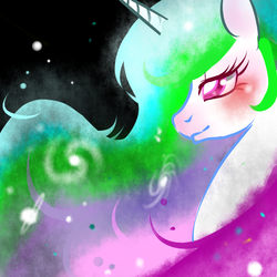 Size: 800x800 | Tagged: safe, artist:renokim, princess celestia, alicorn, pony, g4, blushing, bust, female, mare, portrait, profile, solo