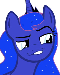 Size: 800x994 | Tagged: safe, artist:commanderluna, edit, princess luna, daring don't, g4, female, meme, simple background, smirk, smugdash, solo