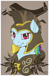 Size: 1024x1583 | Tagged: safe, artist:blindcoyote, commander hurricane, rainbow dash, g4, hearth's warming eve (episode), armor, clothes, costume, female, hearth's warming eve, helmet, portrait, solo