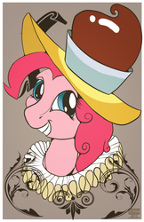 Size: 1024x1583 | Tagged: safe, artist:blindcoyote, chancellor puddinghead, pinkie pie, g4, hearth's warming eve (episode), clothes, costume, female, hearth's warming eve, portrait, solo