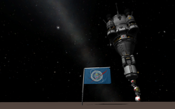 Size: 1280x800 | Tagged: safe, princess celestia, princess luna, g4, barely pony related, bill kerman, bob kerman, flag, jebediah kerman, kerbal space program