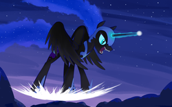 Size: 2698x1687 | Tagged: safe, artist:andergrin, nightmare moon, g4, female, solo