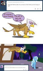 Size: 640x1050 | Tagged: safe, artist:gilded-wings, gilda, trixie, griffon, g4, ask, comic, pounce, tumblr