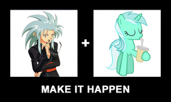 Size: 600x360 | Tagged: safe, artist:keeveew, lyra heartstrings, g4, exploitable meme, make it happen, meme, meta, ryoko, tenchi muyo