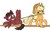 Size: 917x571 | Tagged: safe, artist:mickeymonster, applejack, oc, earth pony, pegasus, pony, g4, bedroom eyes, dragging, duo, grin, hogtied, lasso, nervous, on back, raised hoof, smiling, spread wings, tied up, walking