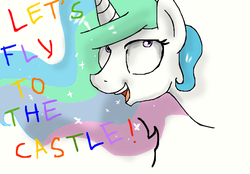 Size: 709x494 | Tagged: safe, artist:lunarwhisker09, princess celestia, g4, faic, female, let's fly to the castle, looking at you, open mouth, solo