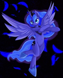 Size: 1280x1586 | Tagged: safe, artist:zokkili, princess luna, semi-anthro, g4, bipedal, female, solo