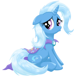 Size: 2560x2560 | Tagged: safe, artist:ohemo, trixie, pony, unicorn, g4, cute, diatrixes, duckface, female, floppy ears, mare, messy mane, pouting, sad, simple background, sitting, solo, the sad and depressive trixie, transparent background