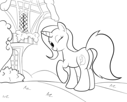 Size: 2474x1990 | Tagged: safe, artist:grumblepluck, trixie, pony, unicorn, g4, butt, female, mare, monochrome, plot, smiling, solo, wink