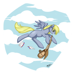 Size: 2564x2581 | Tagged: safe, artist:koko-nya, derpy hooves, pegasus, pony, g4, female, flying, mare, solo