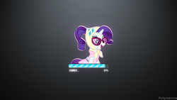 Size: 1920x1080 | Tagged: safe, artist:camping rarity, artist:pssyndrome, rarity, g4, camping outfit, clothes, dress, female, glasses, loading screen message, solo, vector, wallpaper