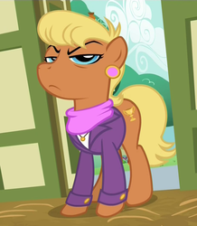 Size: 925x1063 | Tagged: safe, screencap, ms. harshwhinny, earth pony, pony, flight to the finish, g4, angry, clothes, cropped, female, mare, solo, unamused