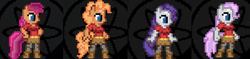 Size: 602x141 | Tagged: safe, rarity, scootaloo, oc, anthro, g4, mod, starbound