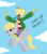 Size: 1400x1600 | Tagged: safe, artist:personman718, derpy hooves, pegasus, pony, g4, crossover, ed (ed edd n eddy), ed edd n eddy, female, flying, humans riding ponies, mare, open mouth, riding, screaming, tongue out, wide eyes