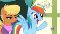 Size: 1015x573 | Tagged: safe, screencap, ms. harshwhinny, rainbow dash, pony, flight to the finish, g4, season 4