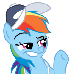 Size: 6000x6188 | Tagged: safe, artist:masem, rainbow dash, flight to the finish, g4, absurd resolution, baseball cap, dreamworks face, female, rainbow dashs coaching whistle, simple background, solo, transparent background, vector, whistle