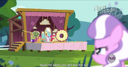 Size: 1152x610 | Tagged: safe, screencap, apple bloom, diamond tiara, scootaloo, sweetie belle, flight to the finish, g4, my little pony: friendship is magic, cutie mark crusaders, hub logo, meme, youtube caption