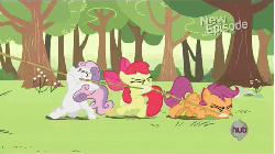 Size: 480x270 | Tagged: safe, screencap, apple bloom, scootaloo, sweetie belle, earth pony, pony, flight to the finish, g4, animated, cutie mark crusaders, female, hub logo, hubble, loop, rope, the hub