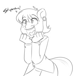 Size: 1280x1280 | Tagged: safe, artist:3mangos, ms. harshwhinny, anthro, flight to the finish, g4, my little pony: friendship is magic, ambiguous facial structure, cute, excited, female, grayscale, lineart, monochrome, ms. cutewhinny, solo, unprofessional