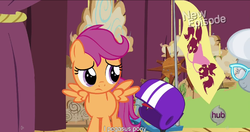 Size: 1152x607 | Tagged: safe, screencap, scootaloo, silver spoon, flight to the finish, g4, my little pony: friendship is magic, captain obvious, meme, youtube caption