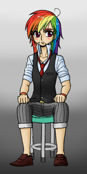 Size: 468x929 | Tagged: safe, artist:asdf314159265, rainbow dash, human, g4, female, humanized, light skin, necktie, solo