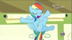 Size: 641x356 | Tagged: safe, screencap, rainbow dash, pony, flight to the finish, g4, my little pony: friendship is magic, butt, faic, female, flying, mare, plot, solo