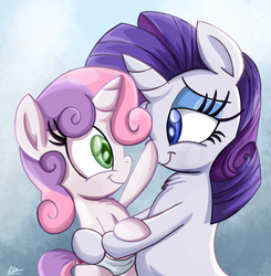 Size: 980x1002 | Tagged: safe, artist:daniel-sg, rarity, sweetie belle, pony, unicorn, g4, boop, cute, diaper, diasweetes, female, filly, foal, mare, sisters, younger