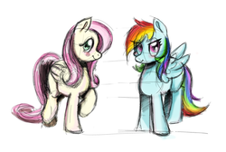 Size: 1918x1289 | Tagged: safe, artist:solarsourced, fluttershy, rainbow dash, g4, traditional art