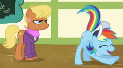 Size: 819x451 | Tagged: safe, screencap, rainbow dash, pony, flight to the finish, g4, coach rainbow dash, iwtcird, meme, out of context