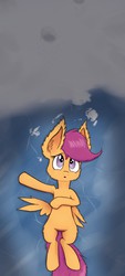 Size: 900x2000 | Tagged: safe, artist:heir-of-rick, scootaloo, g4, cloud, female, looking up, solo