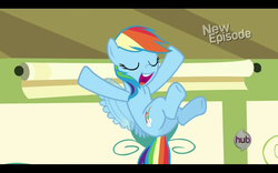 Size: 1680x1050 | Tagged: safe, screencap, rainbow dash, pegasus, pony, flight to the finish, g4, butt, faic, female, hub logo, plot, solo