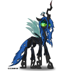 Size: 1280x1280 | Tagged: dead source, safe, artist:christiancerda, queen chrysalis, changeling, changeling queen, xenomorph, g4, alien (franchise), armor, female, simple background, solo, transparent background