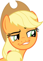 Size: 744x1052 | Tagged: safe, artist:thinkingwithsmile, applejack, g4, female, simple background, smirk, smugdash, solo, transparent background, vector