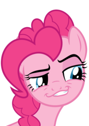 Size: 744x1052 | Tagged: safe, artist:thinkingwithsmile, edit, pinkie pie, g4, female, meme, recolor, simple background, smirk, smugdash, solo, transparent background, vector