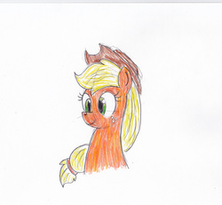 Size: 2001x1845 | Tagged: safe, artist:frikdikulous, applejack, g4, bust, colored, female, sketch, solo