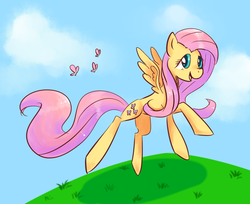Size: 978x800 | Tagged: safe, artist:kemonomo, fluttershy, butterfly, g4, female, flying, looking at you, open mouth, pixiv, running, smiling, solo, spread wings