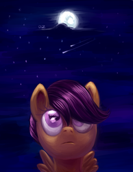 Size: 700x900 | Tagged: safe, artist:dzmaylon, scootaloo, g4, female, moon, solo