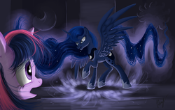 Size: 1900x1200 | Tagged: safe, artist:wourdeluck, princess luna, twilight sparkle, alicorn, pony, g4, princess twilight sparkle (episode), duo, female, mare, twilight sparkle (alicorn)