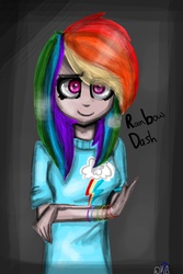 Size: 640x960 | Tagged: artist needed, safe, rainbow dash, human, g4, female, humanized, light skin, solo