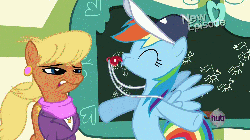 Size: 1280x720 | Tagged: safe, screencap, ms. harshwhinny, rainbow dash, pony, flight to the finish, g4, animated, blowing whistle, coach rainbow dash, female, hub logo, loop, rainbow dashs coaching whistle, that pony sure does love whistles, whistle